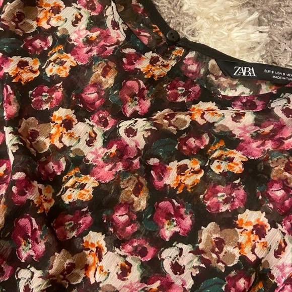 Zara midi floral long sleeves dress size XL fits L - Picture 7 of 10